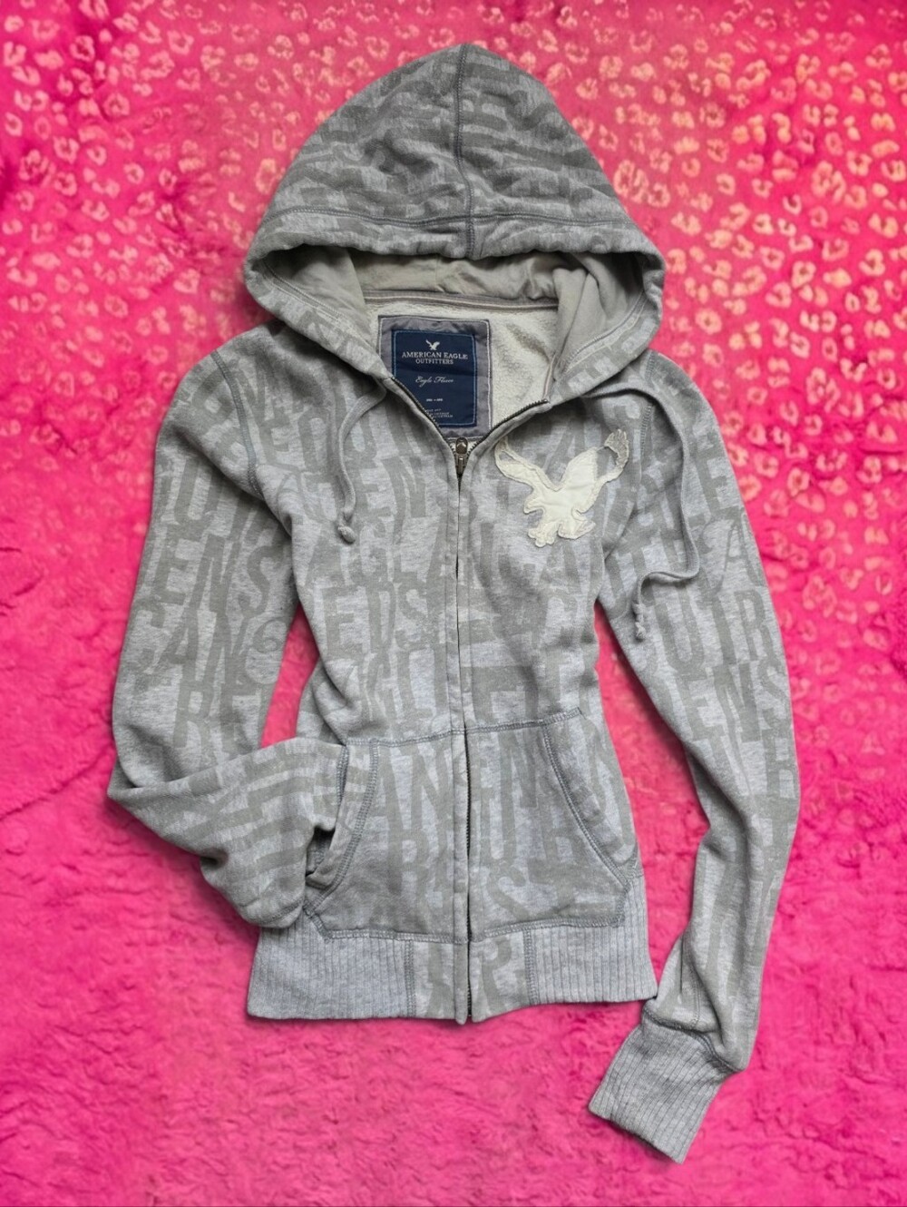 2000s American Eagle Grey zip up hoodie Y2k Size Medium